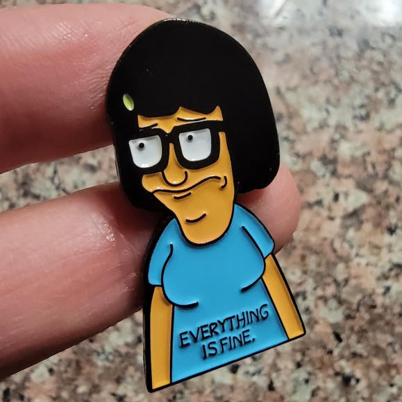 *2 for $13* Tina Belcher "Everything is Ok" Face Bob's Burgers Enamel Pin - Picture 4 of 4